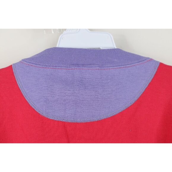 Vtg 80s 90s Converse Womens XL Spell Out Color Block Sweatshirt Pink Purple - Picture 10 of 13